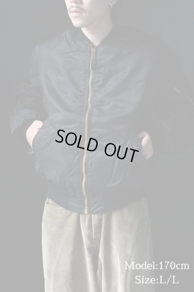 画像7: Deadstock Winfield International MA-1 Flight Jacket Black Long Type (7)