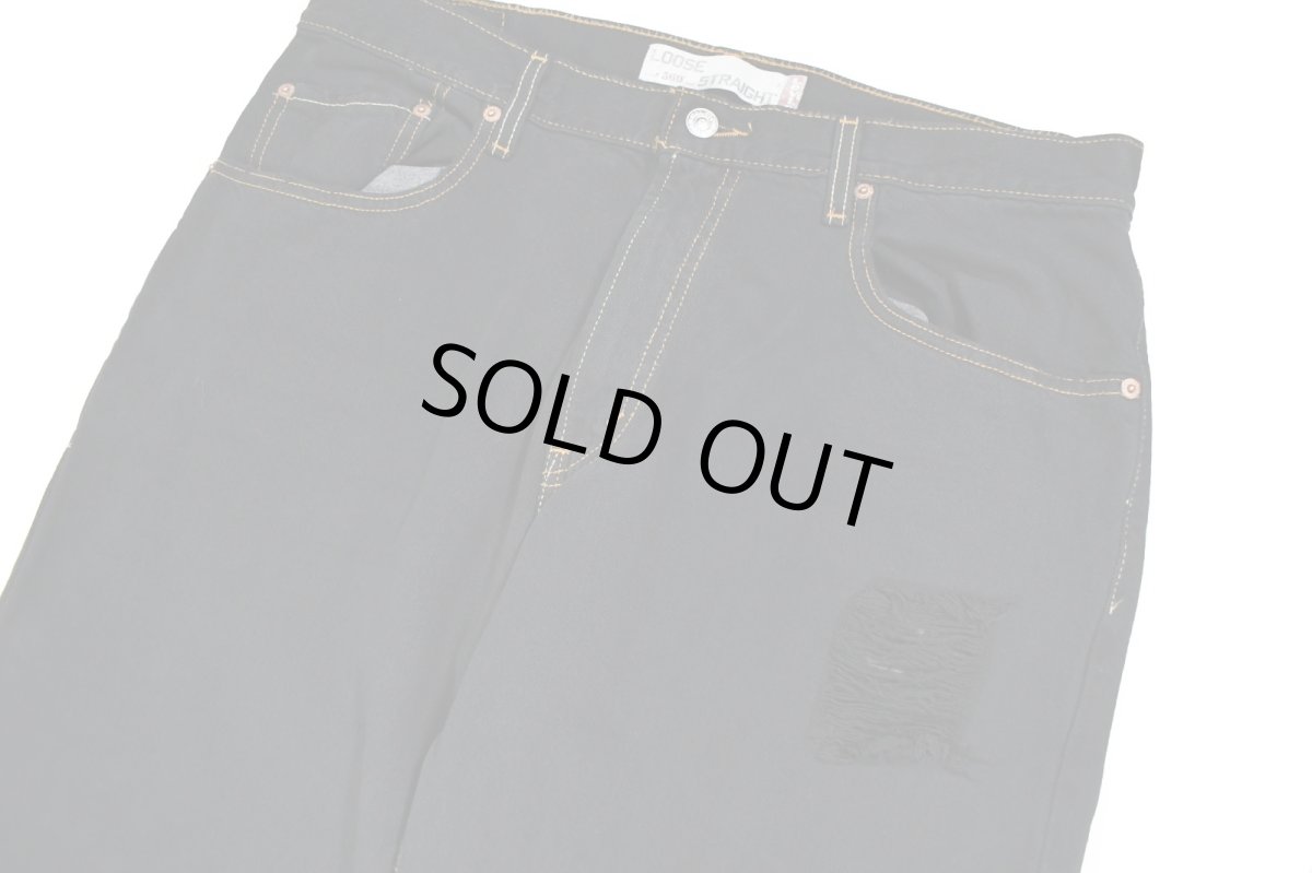 画像2: Deadstock Levi's 569 Damaged Denim Pants Over Dye Black リーバイス (2)