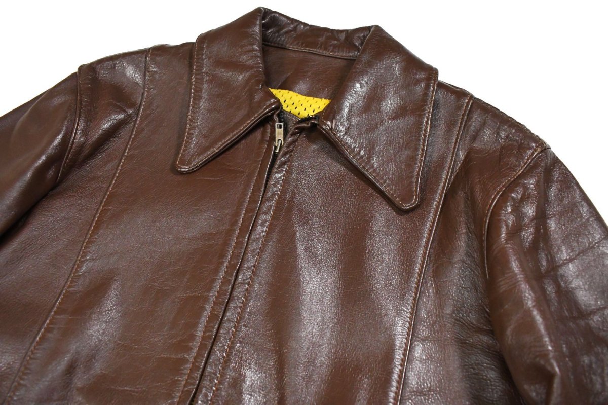 画像2: 70~80s Used Bates Single Riders Jacket Brown (2)