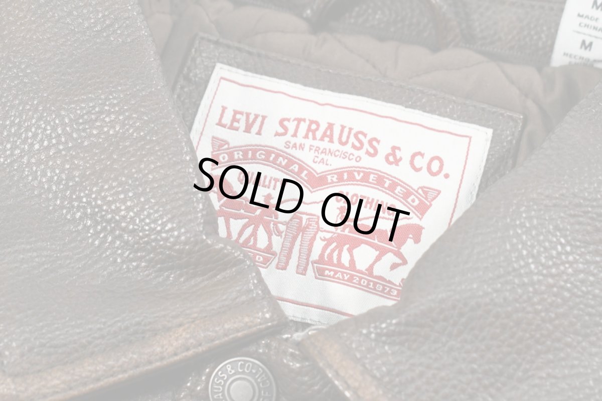 画像5: Levi's Faux Leather Trucker Sherpa Jacket Brown リーバイス (5)