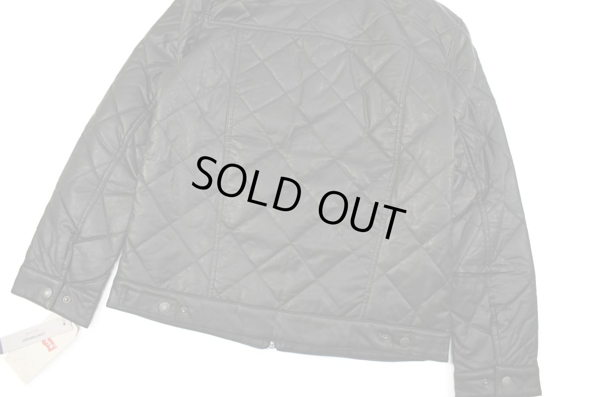 画像6: Levi's Faux Leather Quilted Trucker Jacket Black リーバイス (6)