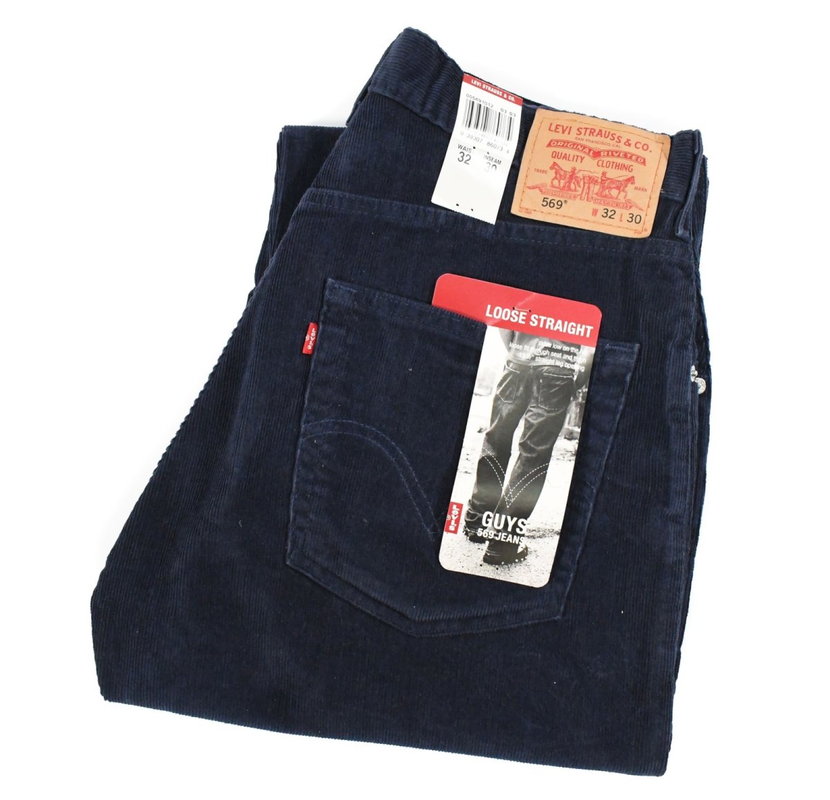画像1: Deadstock Levi's 569 Corduroy Pants Navy リーバイス (1)