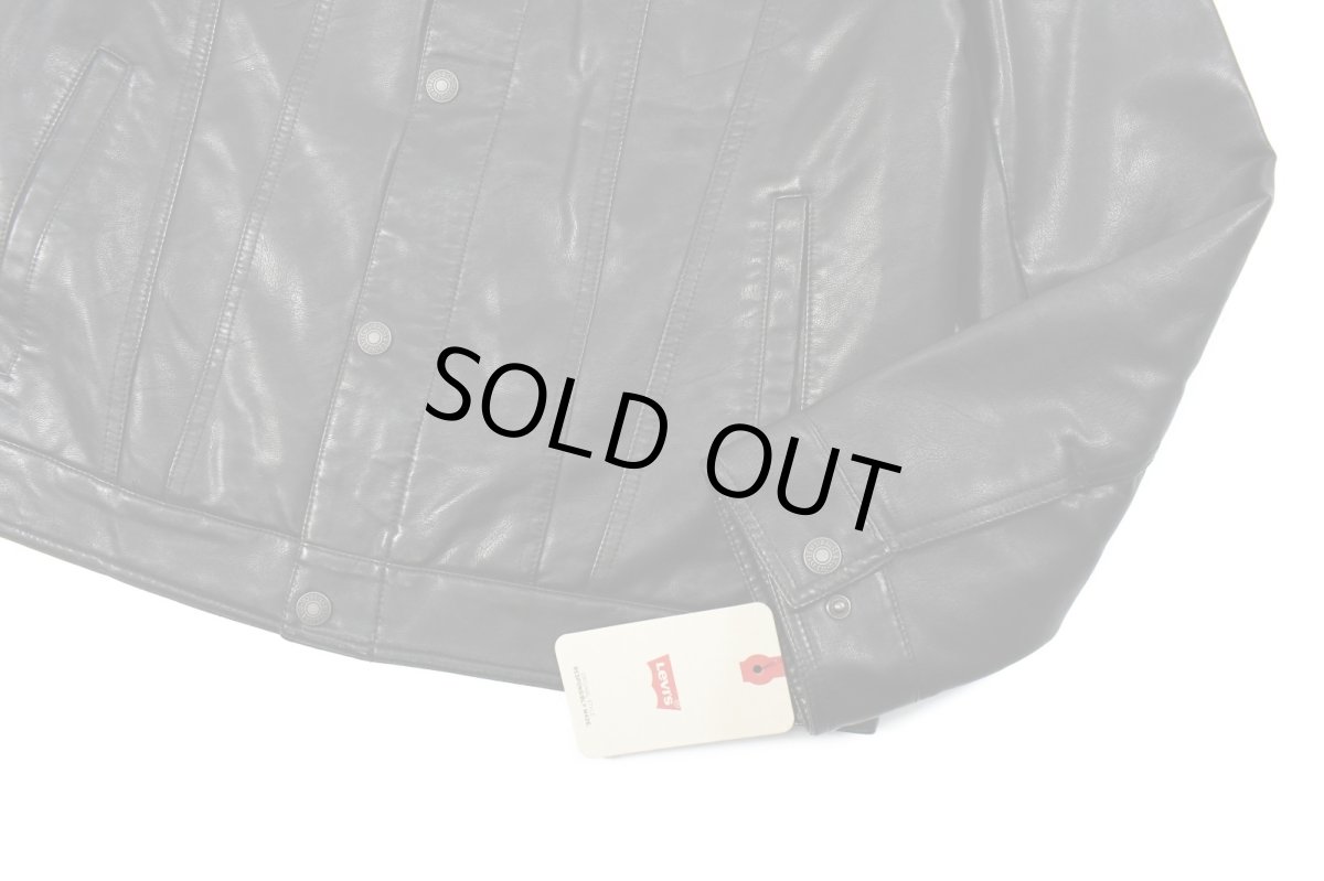 画像3: Levi's Faux Leather Trucker Sherpa Jacket Black リーバイス (3)