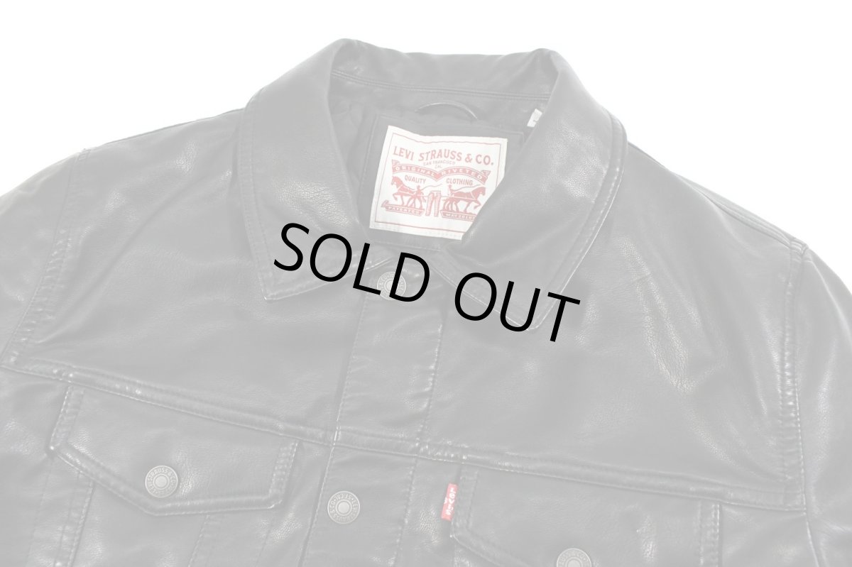 画像4: Levi's Faux Leather Trucker Sherpa Jacket Black リーバイス (4)