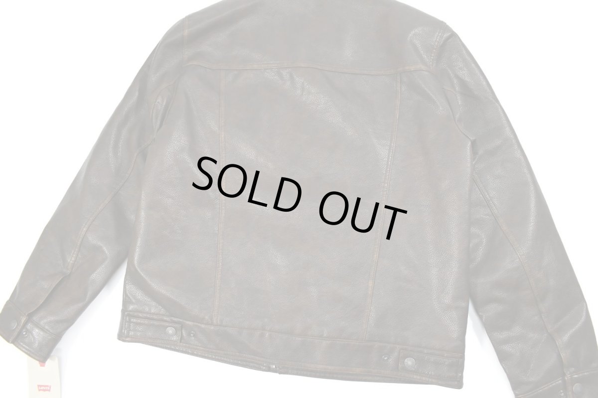画像7: Levi's Faux Leather Trucker Sherpa Jacket Brown リーバイス (7)