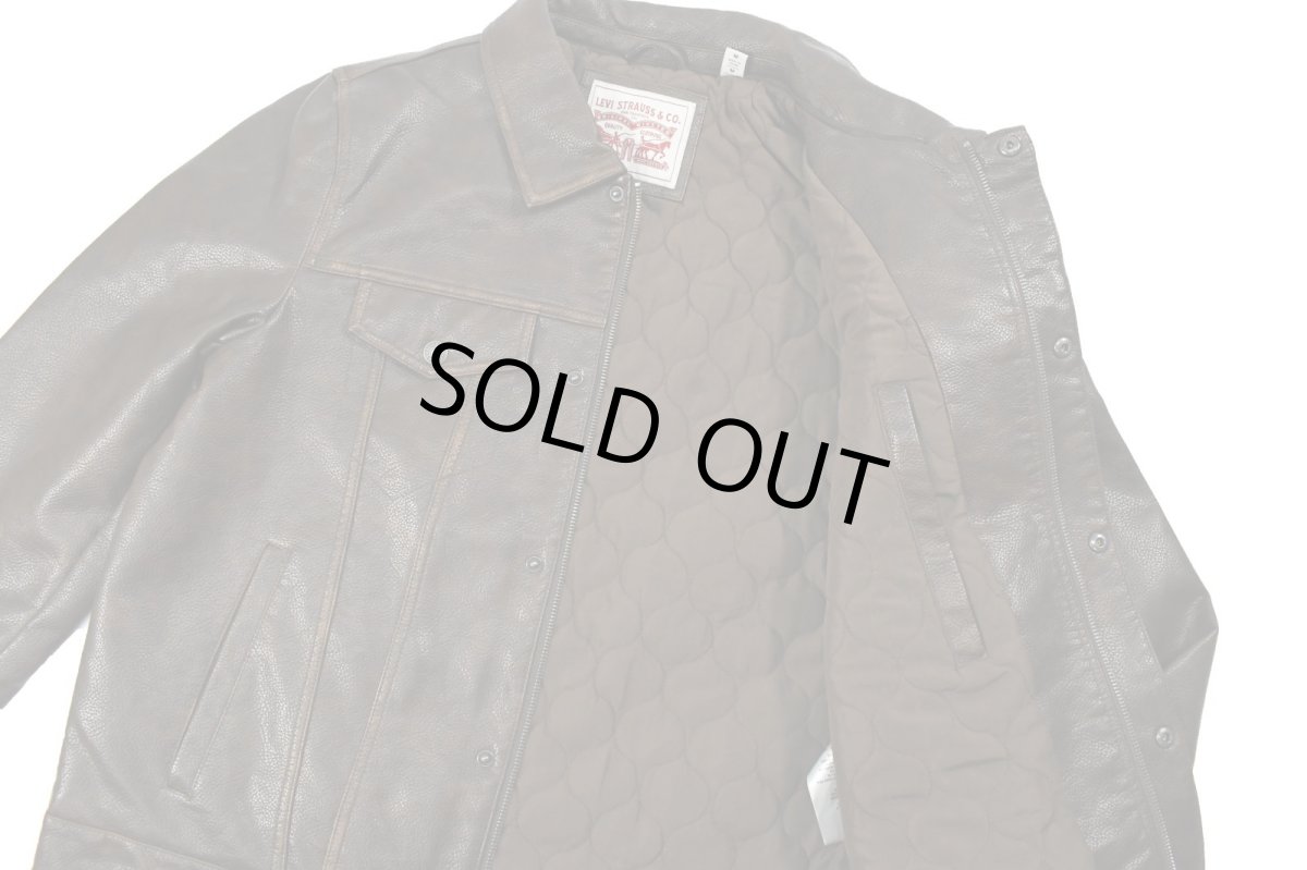 画像6: Levi's Faux Leather Trucker Sherpa Jacket Brown リーバイス (6)