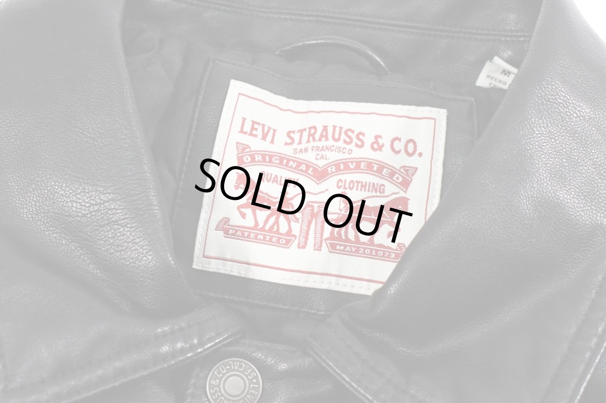 画像5: Levi's Faux Leather Trucker Sherpa Jacket Black リーバイス (5)