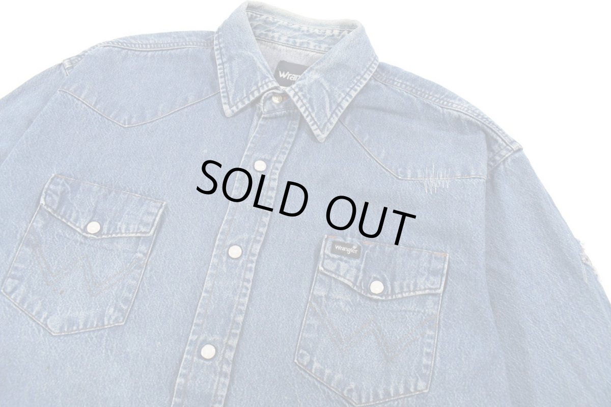 画像2: Used Wrangler Damaged Denim Western shirt (2)