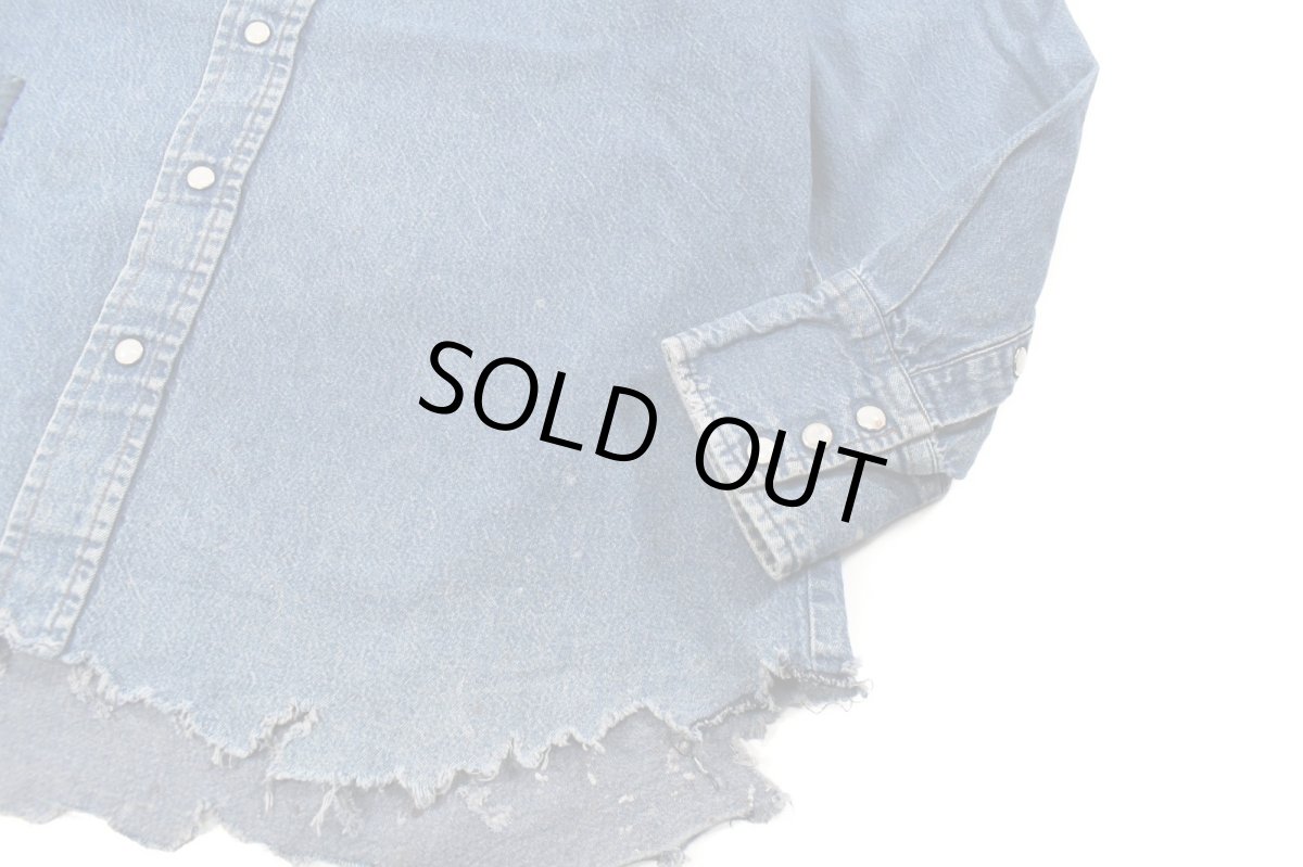 画像4: Used Wrangler Damaged Denim Western shirt (4)