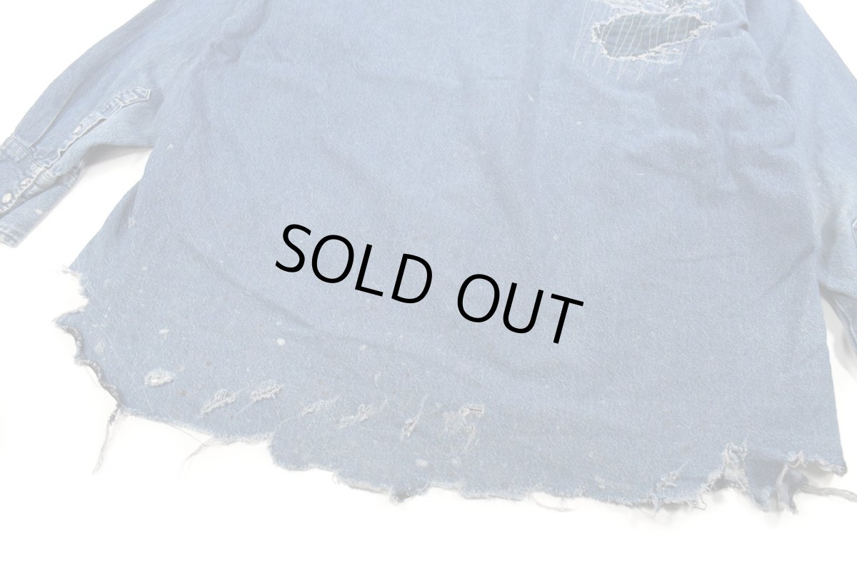 画像8: Used Wrangler Damaged Denim Western shirt (8)