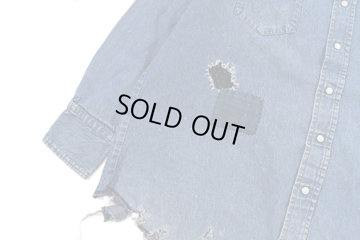 画像3: Used Wrangler Damaged Denim Western shirt (3)