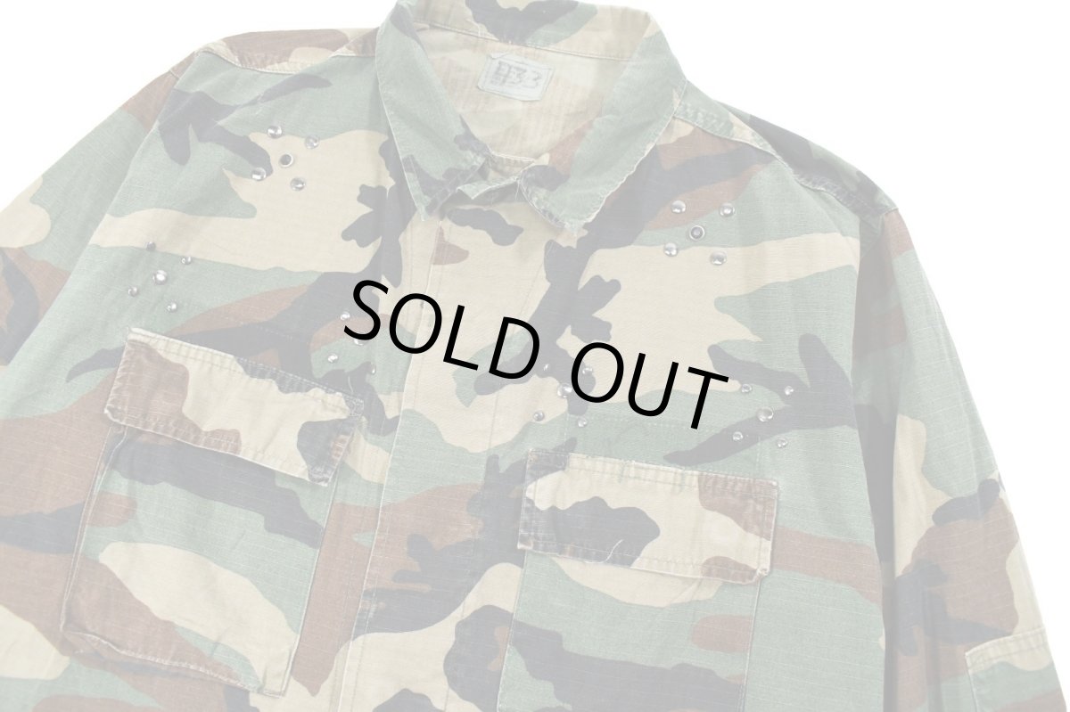 画像2: Used Us Military Studded Ripstop BDU Coat Woodland Camo (2)