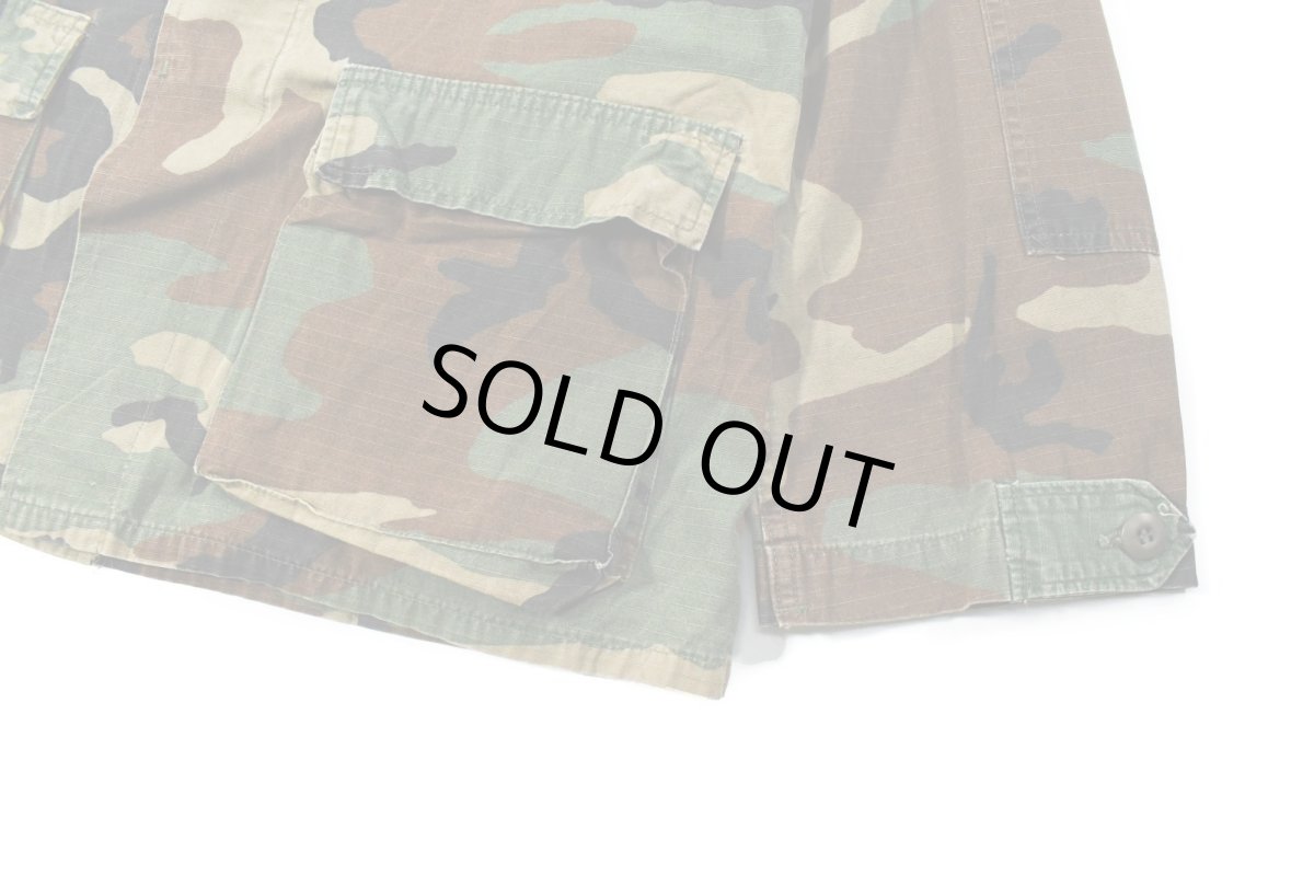 画像3: Used Us Military Studded Ripstop BDU Coat Woodland Camo (3)