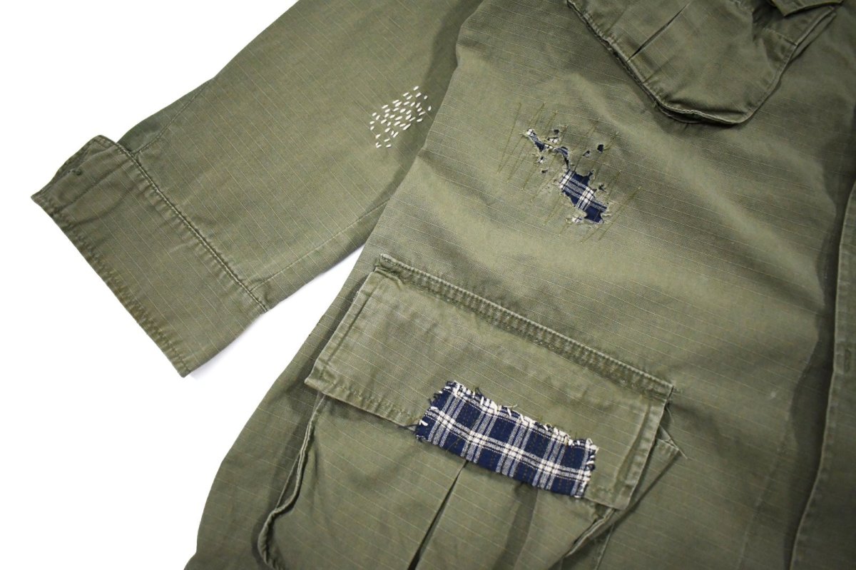 画像4: Used Us Military Damaged Ripstop Poplin Jungle Fatigue Jacket (4)