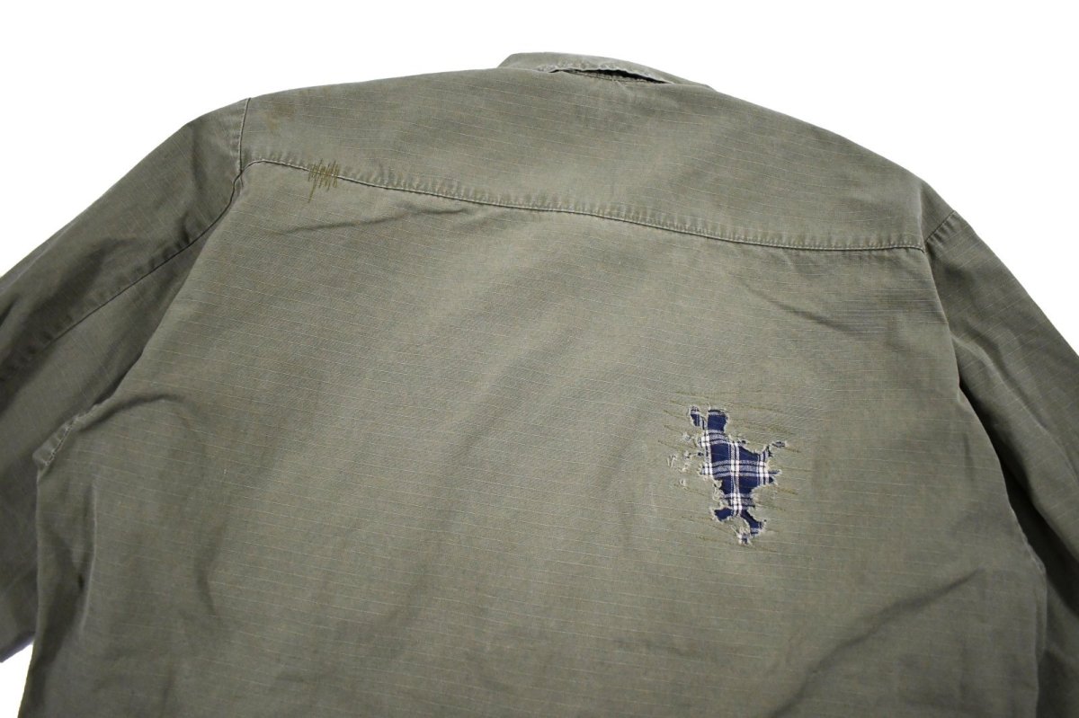 画像7: Used Us Military Damaged Ripstop Poplin Jungle Fatigue Jacket (7)