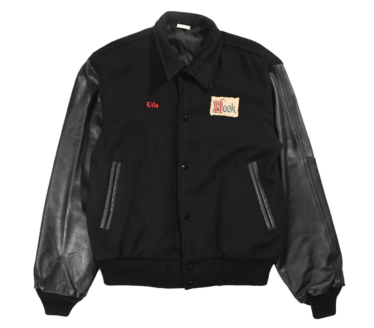 画像1: Used Melton/Leather Varsity Jacket made in USA (1)