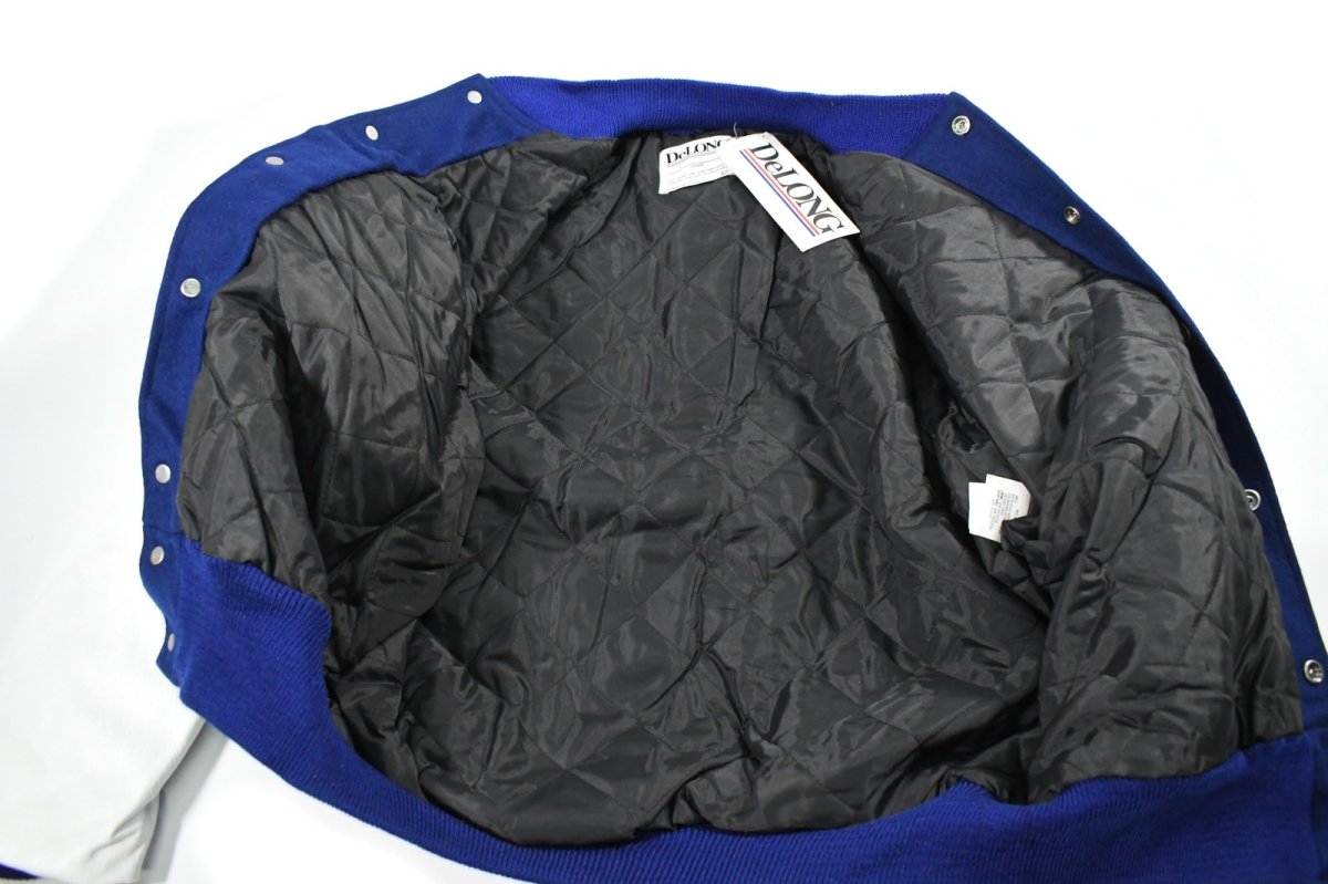 画像5: Deadstock DeLong Melton/Leather Varsity Jacket Blue/White made in USA (5)