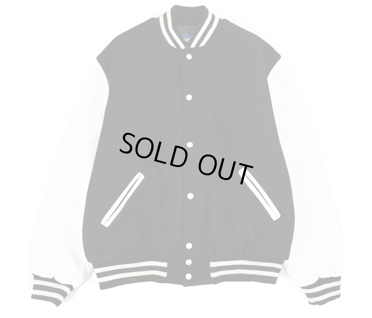 画像1: Used Holloway Melton/Leather Varsity Jacket Black/White made in USA (1)