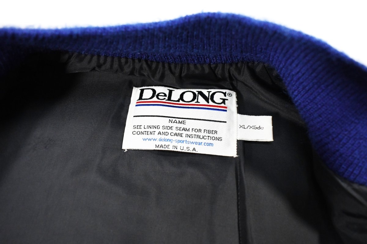 画像4: Deadstock DeLong Melton/Leather Varsity Jacket Blue/White made in USA (4)