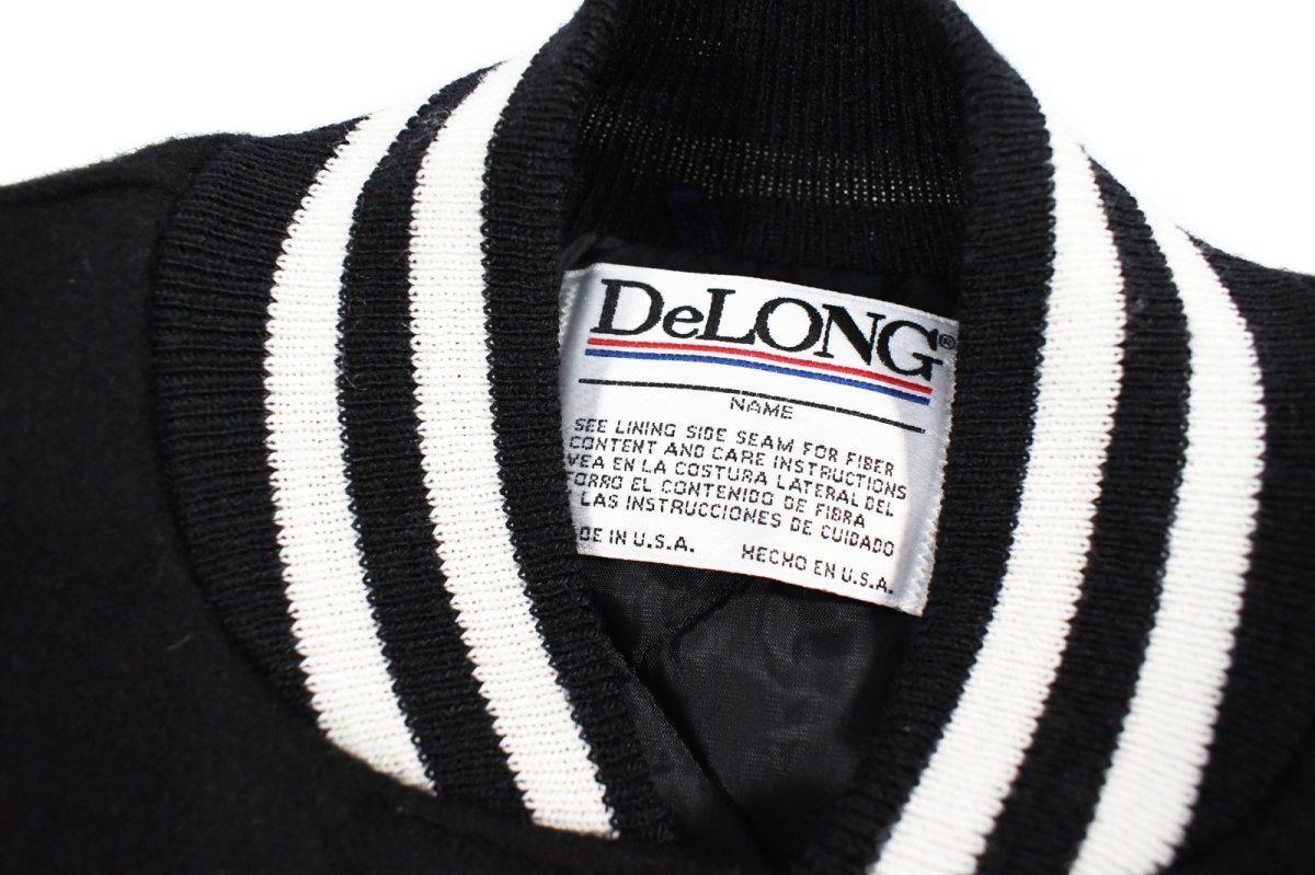 画像4: Deadstock DeLong Melton/Leather Varsity Jacket Black/White made in USA (4)