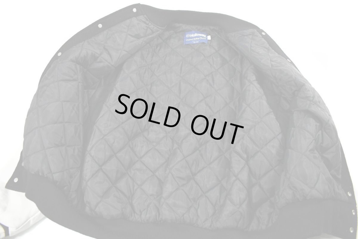 画像5: Used Holloway Melton/Leather Varsity Jacket Black/White made in USA (5)