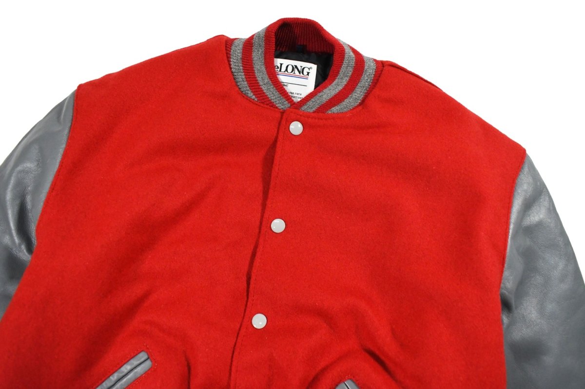 画像2: Deadstock DeLong Melton/Leather Varsity Jacket Red/Grey made in USA (2)