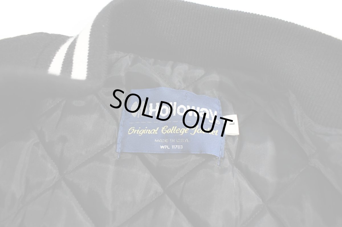 画像4: Used Holloway Melton/Leather Varsity Jacket Black/White made in USA (4)