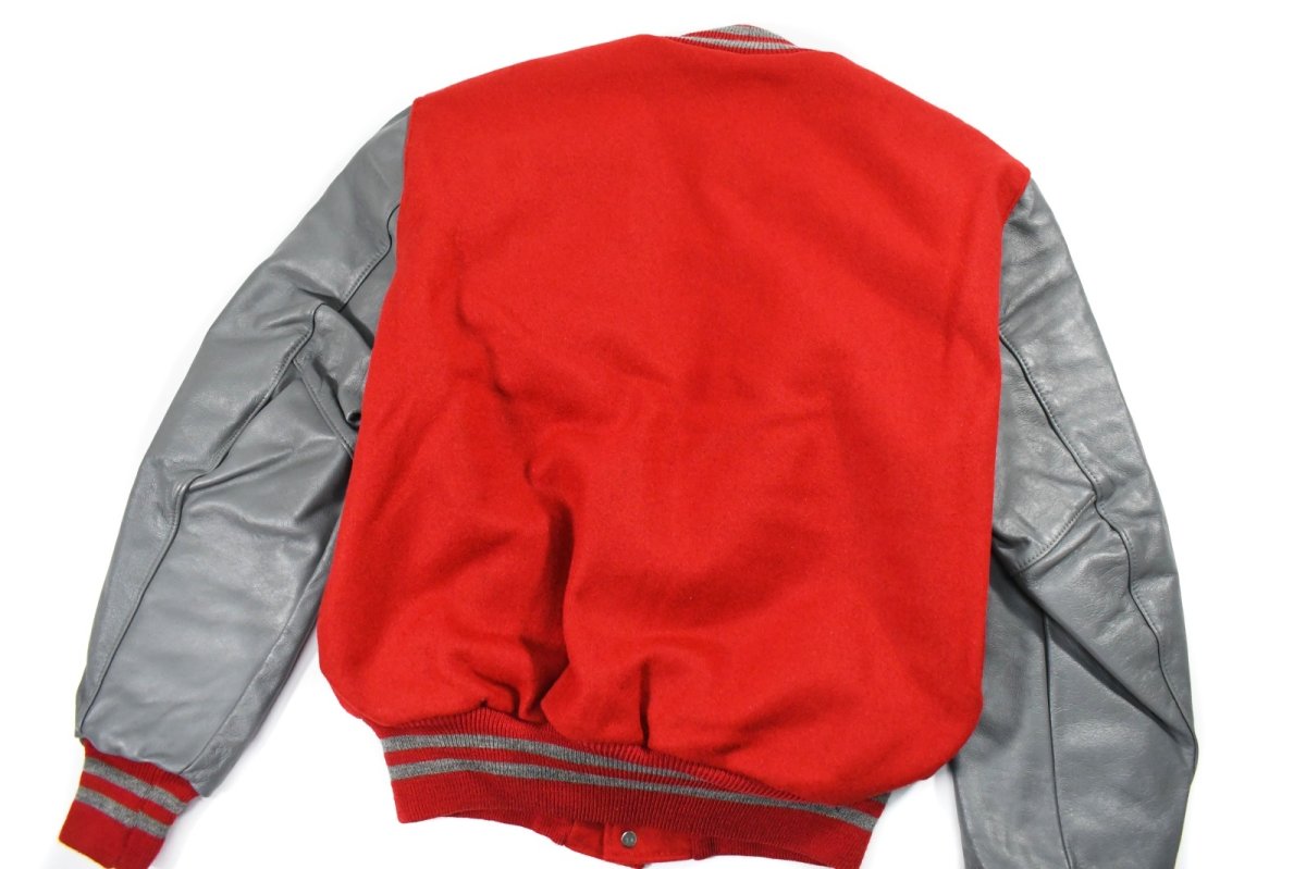 画像6: Deadstock DeLong Melton/Leather Varsity Jacket Red/Grey made in USA (6)