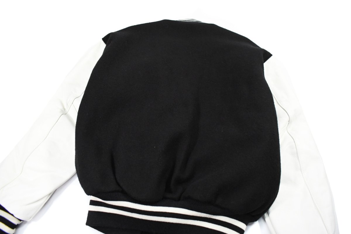 画像6: Deadstock DeLong Melton/Leather Varsity Jacket Black/White made in USA (6)