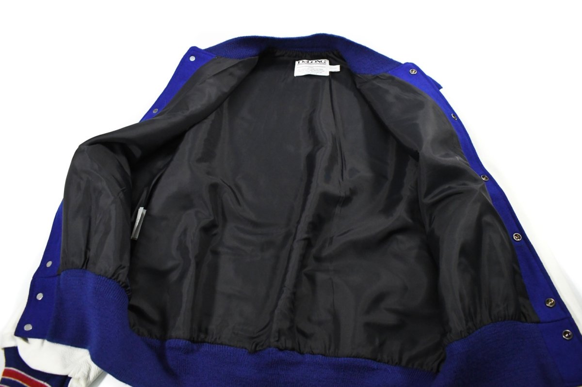 画像5: Deadstock DeLong Melton/Leather Varsity Jacket Blue/White made in USA (5)