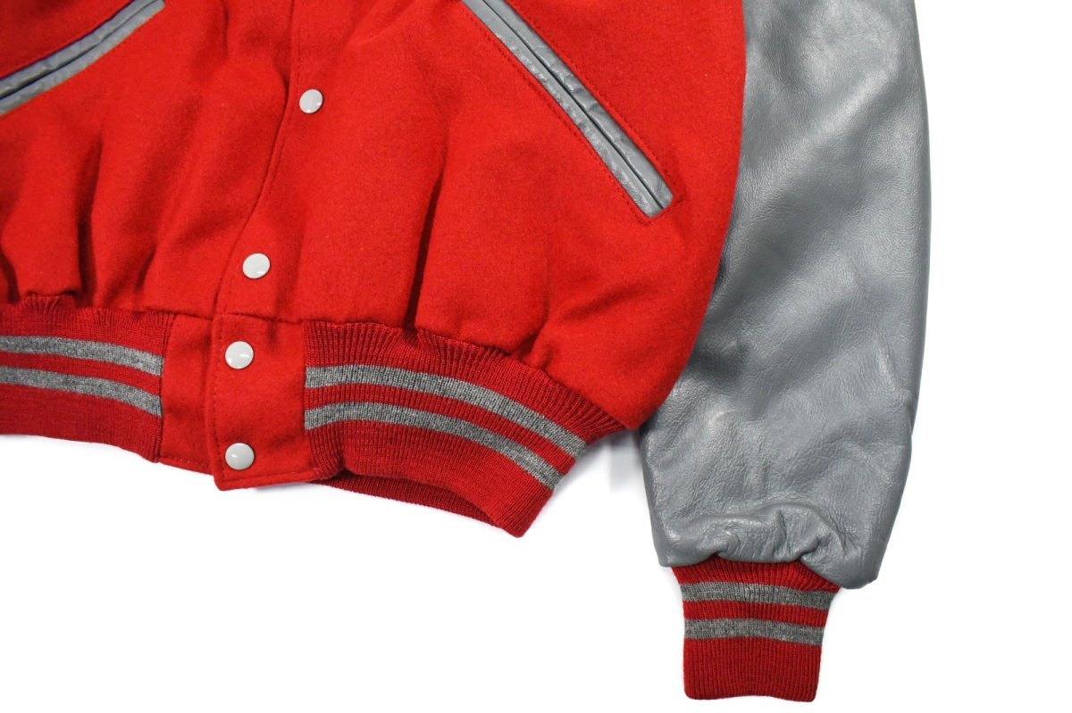 画像3: Deadstock DeLong Melton/Leather Varsity Jacket Red/Grey made in USA (3)