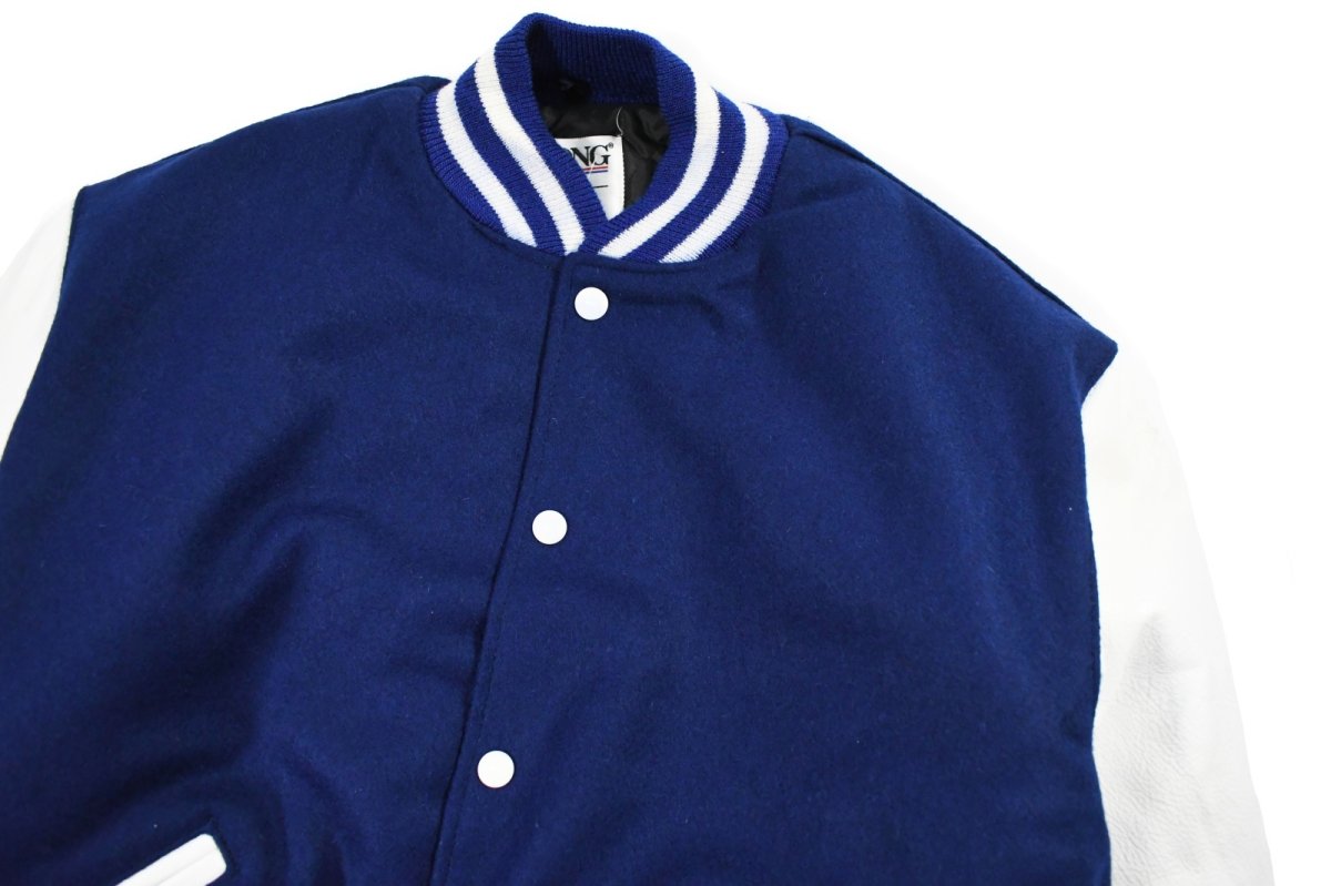 画像2: Deadstock DeLong Melton/Leather Varsity Jacket Blue/White made in USA (2)
