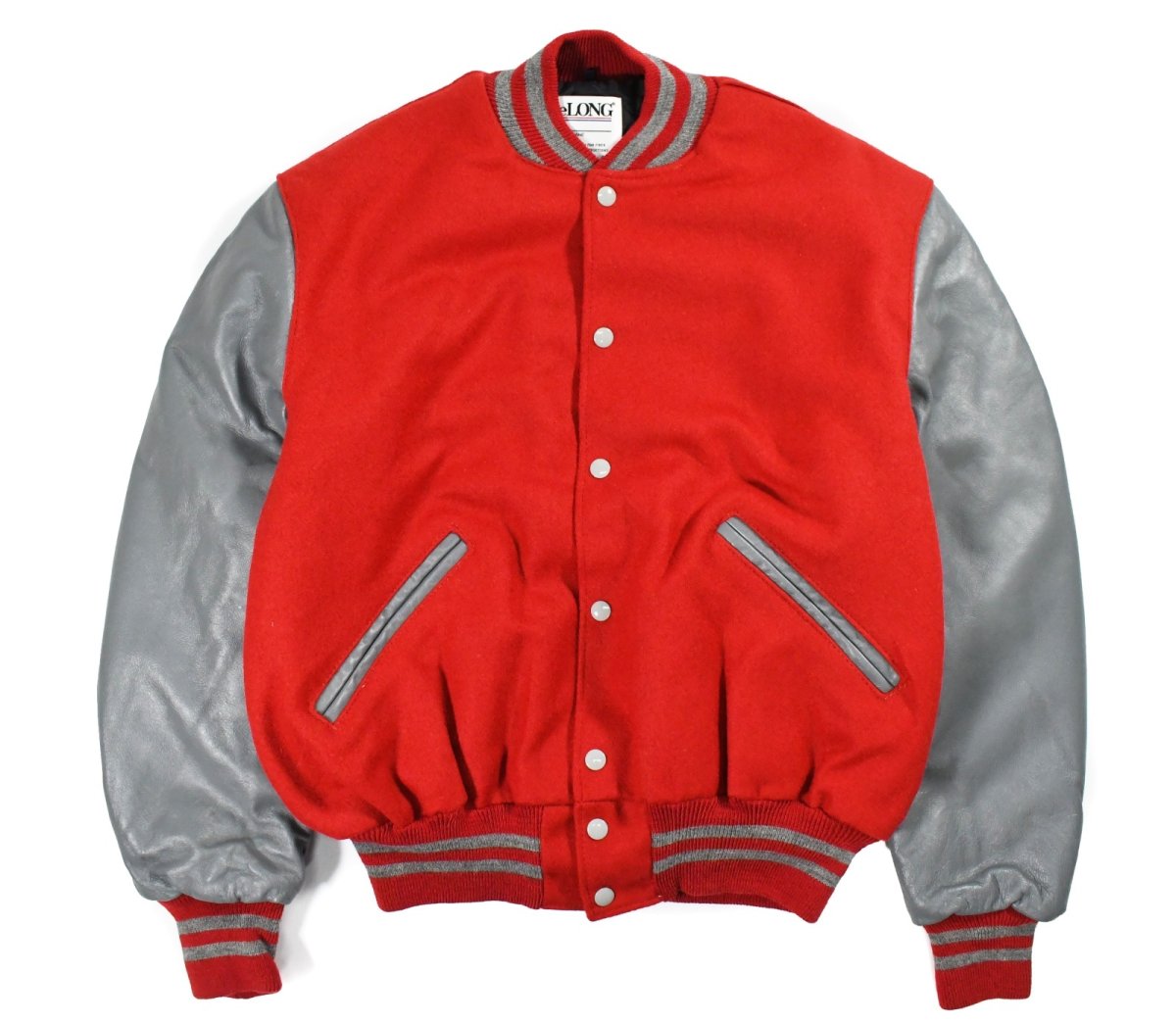 画像1: Deadstock DeLong Melton/Leather Varsity Jacket Red/Grey made in USA (1)