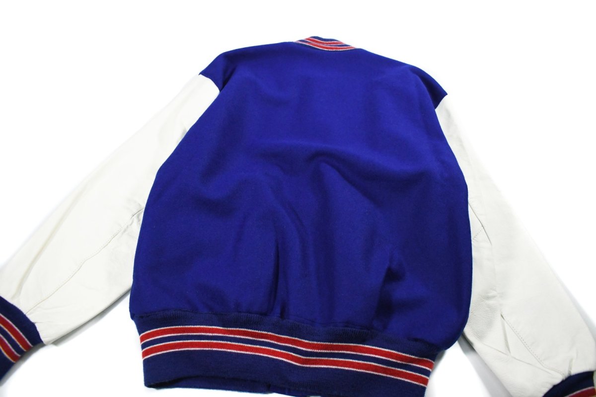 画像6: Deadstock DeLong Melton/Leather Varsity Jacket Blue/White made in USA (6)