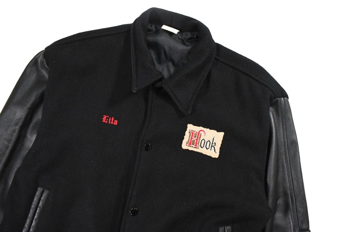画像2: Used Melton/Leather Varsity Jacket made in USA (2)