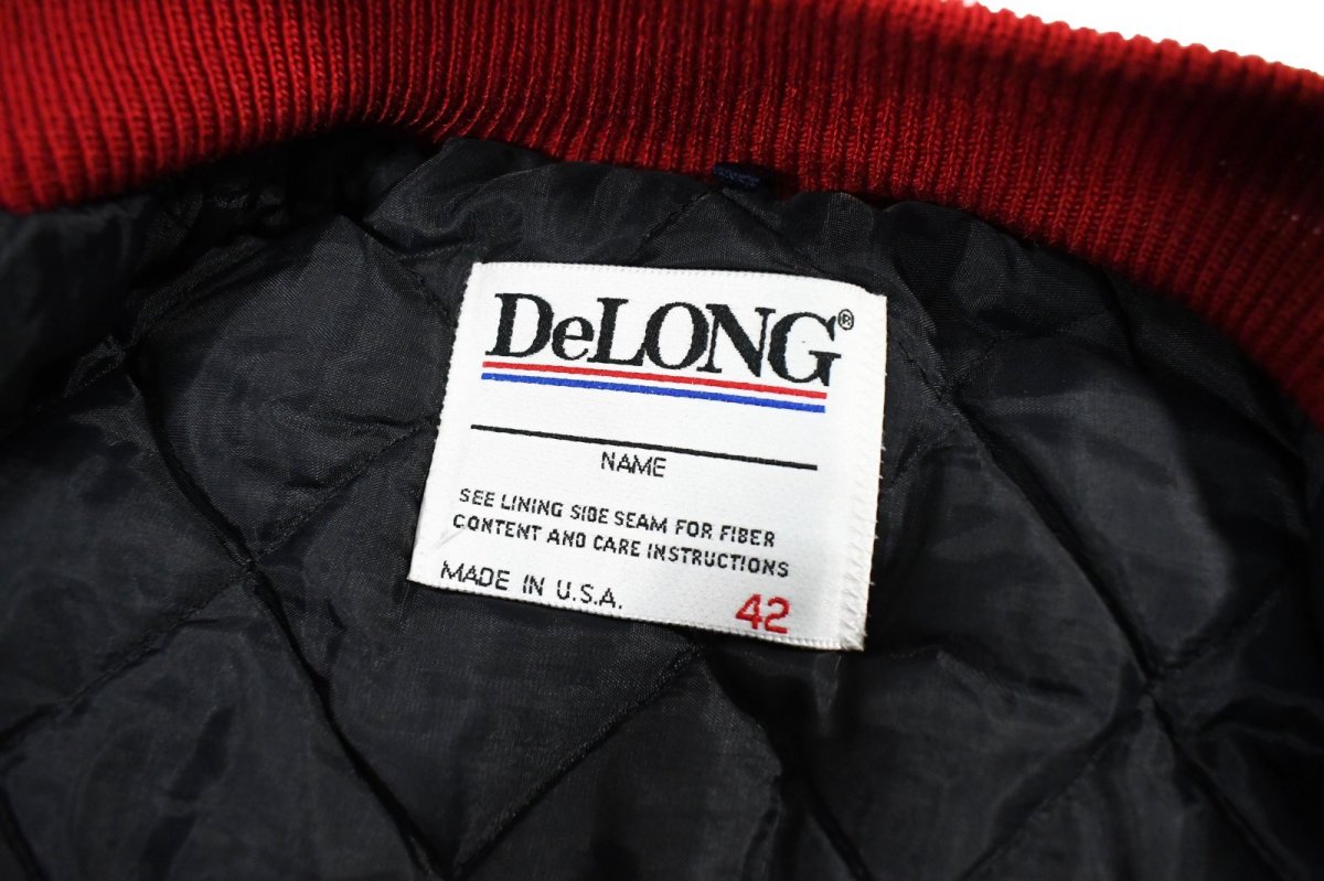 画像4: Deadstock DeLong Melton/Leather Varsity Jacket Red/Grey made in USA (4)