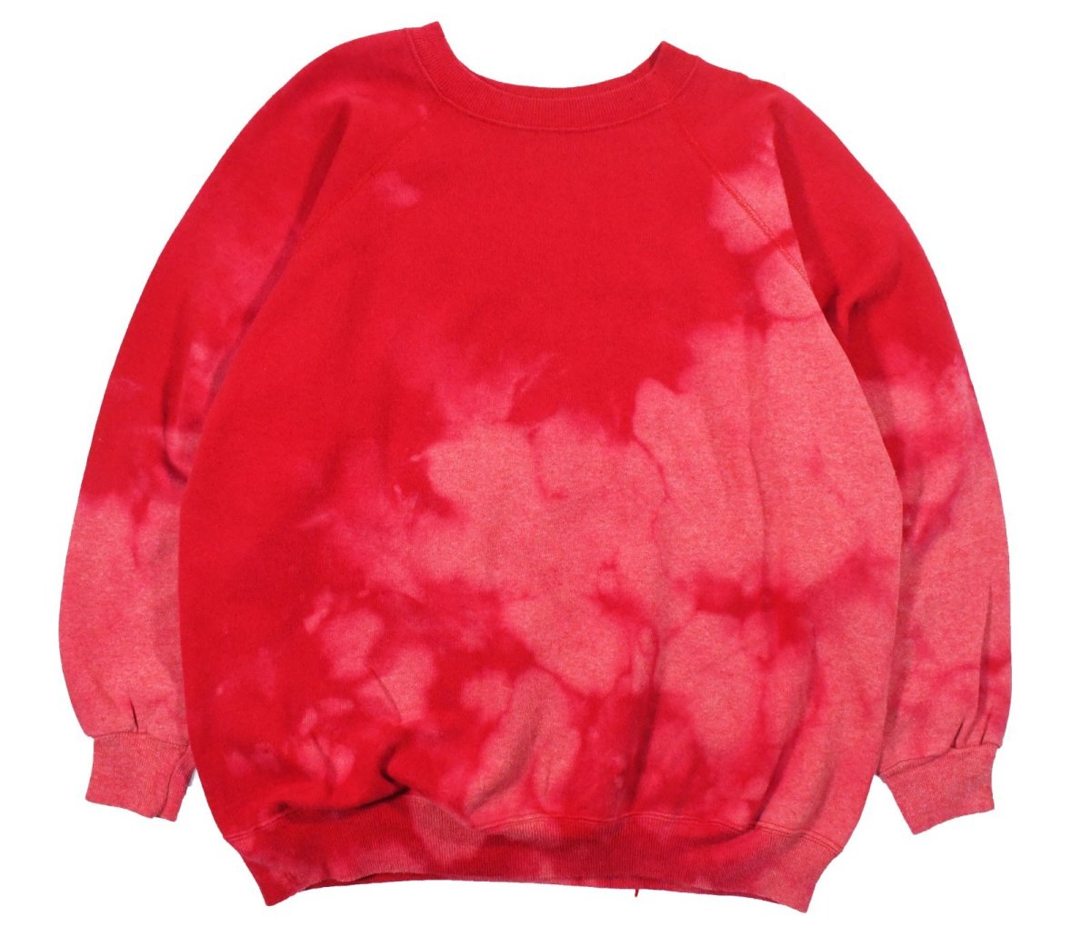 画像1: Used Hanes Bleached Raglan Sleeve Sweat Shirt Red made in USA (1)