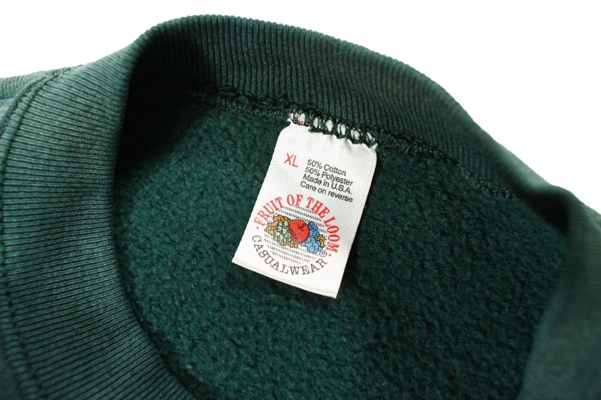画像4: Used Fruit of the Loom Bleached Sweat Shirt Green made in USA (4)