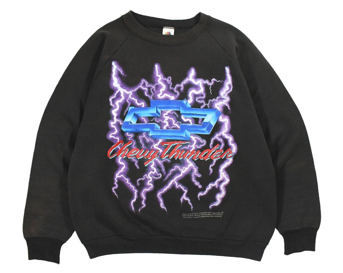 画像1: Used Fruit of the Loom Raglan Sleeve Sweat Shirt "Chevy Thunder" made in USA (1)