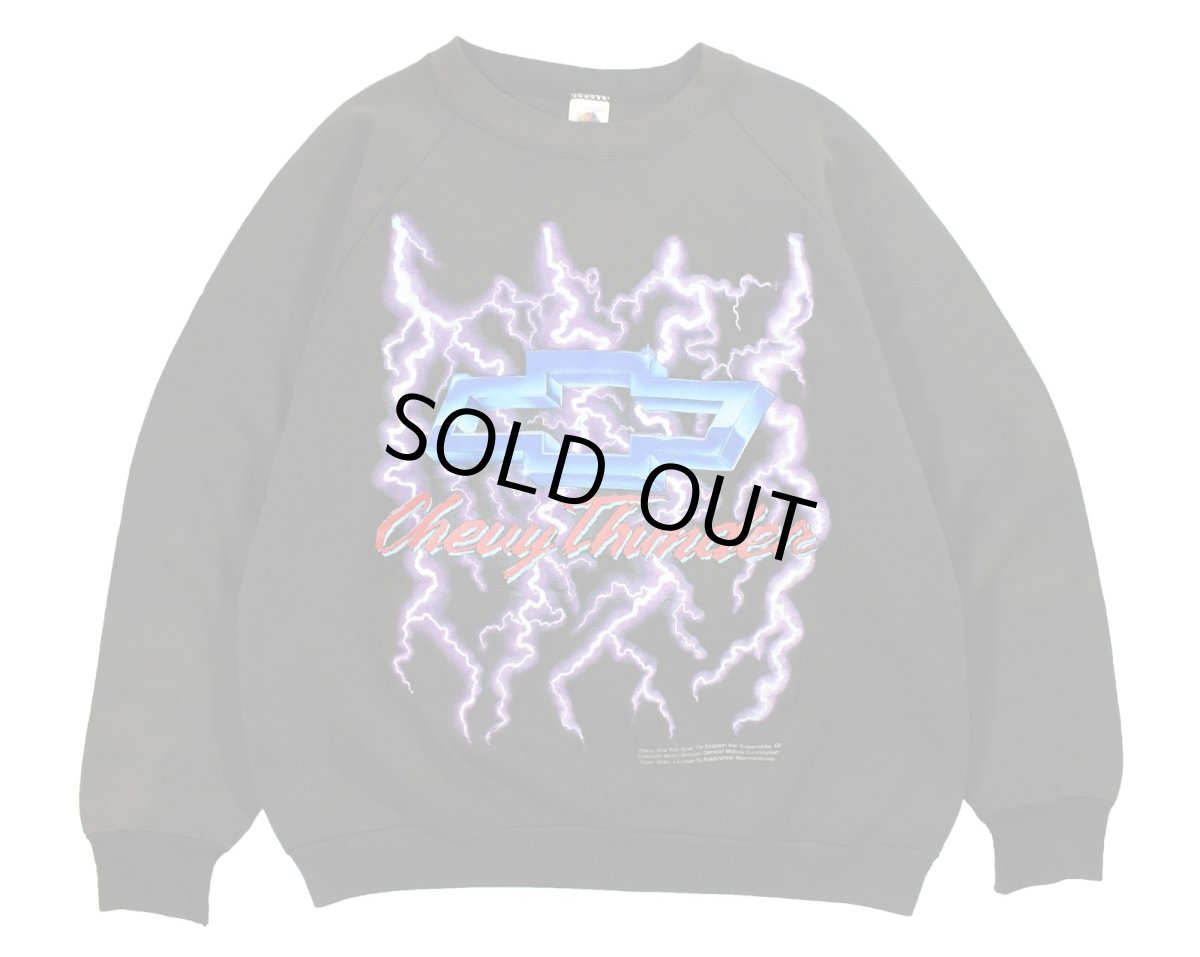 画像1: Used Fruit of the Loom Raglan Sleeve Sweat Shirt "Chevy Thunder" made in USA (1)