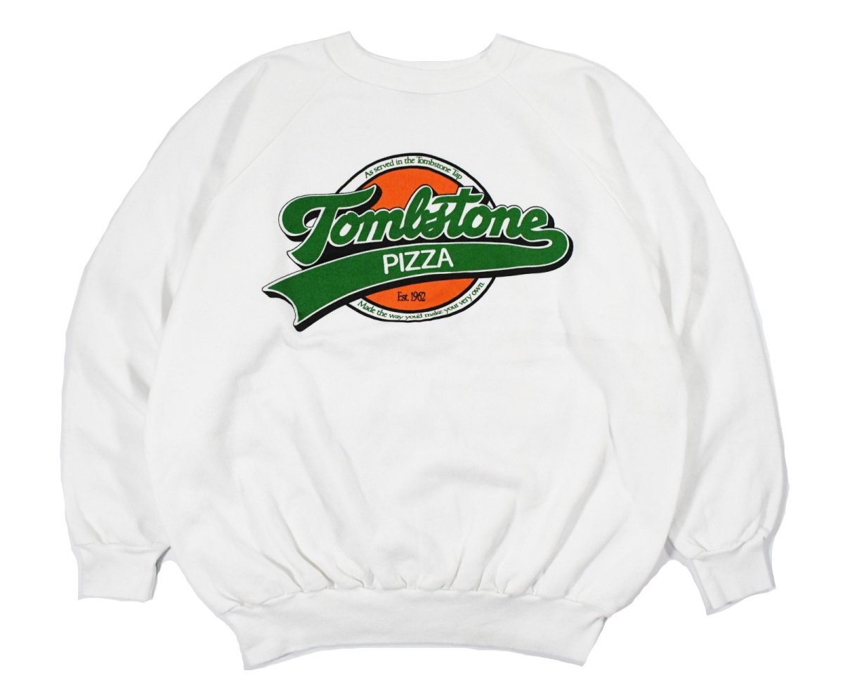 画像1: Used Print Raglan Sleeve Sweat Shirt "Tombstone Pizza" made in USA (1)