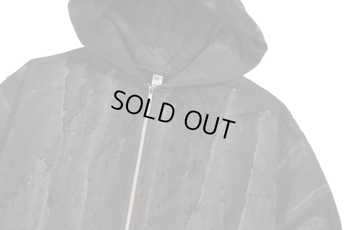 画像2: Los Angeles Apparel 14oz Drip Dye Full Zip Sweat Hoodie Black ロサンゼルスアパレル (2)