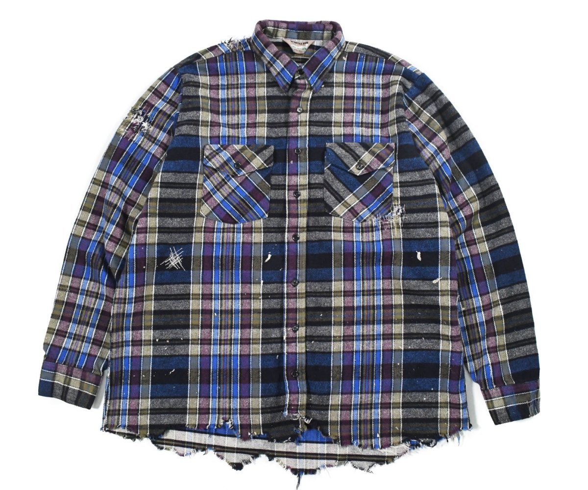 画像1: Used Winter Run Customized Heavy Flannel Shirt made in USA (1)