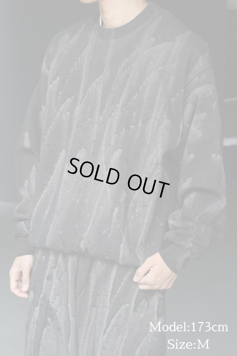 画像6: Los Angeles Apparel 14oz Drip Dye Crewneck Sweat Shirt Black ロサンゼルスアパレル (6)