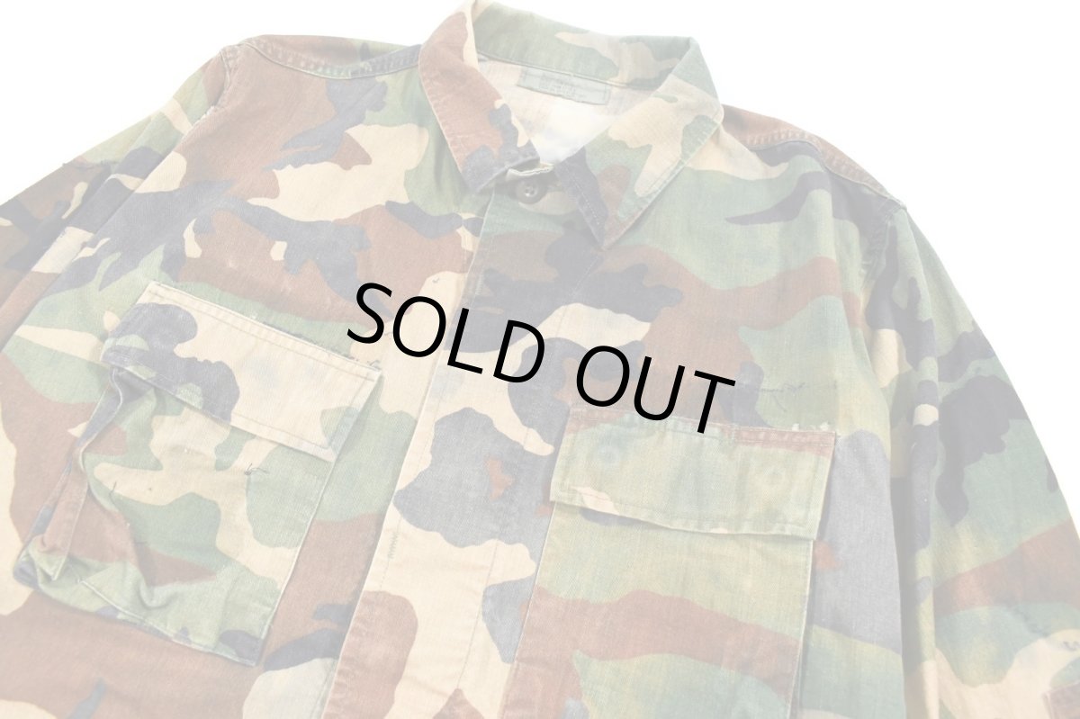 画像2: Used Us Military Bleached BDU Coat Woodland Camo (2)