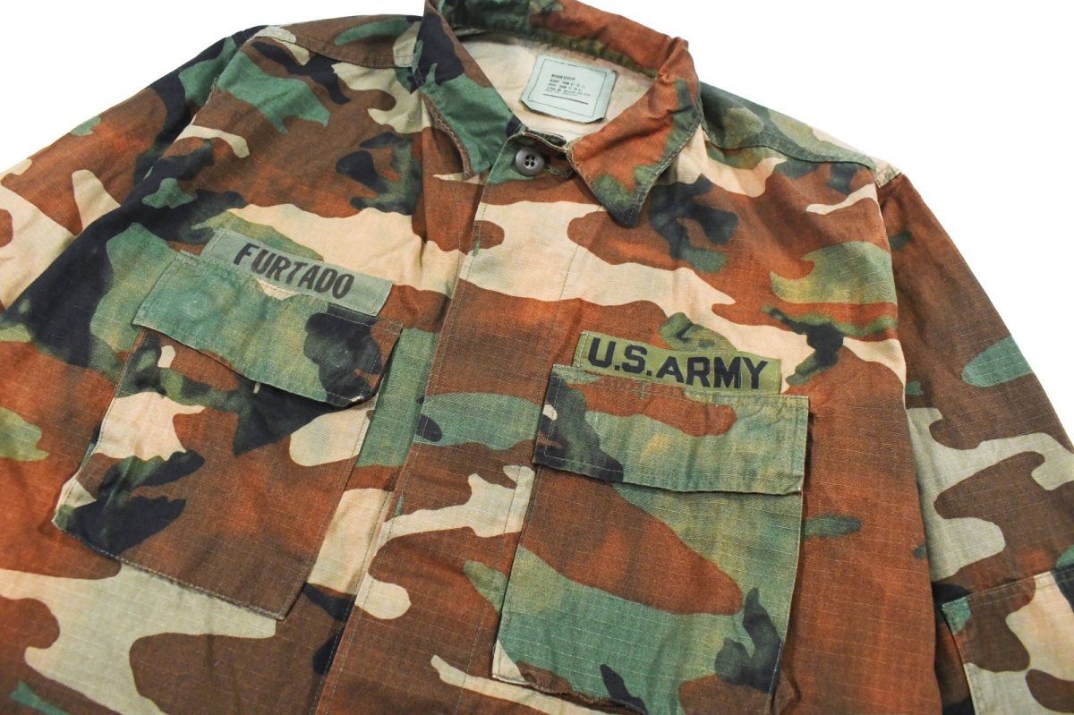 画像2: Used Us Military Bleached BDU Coat Woodland Camo (2)