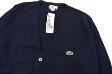 画像2: Deadstock Lacoste Cotton Knit Cardigan Navy made in USA (2)