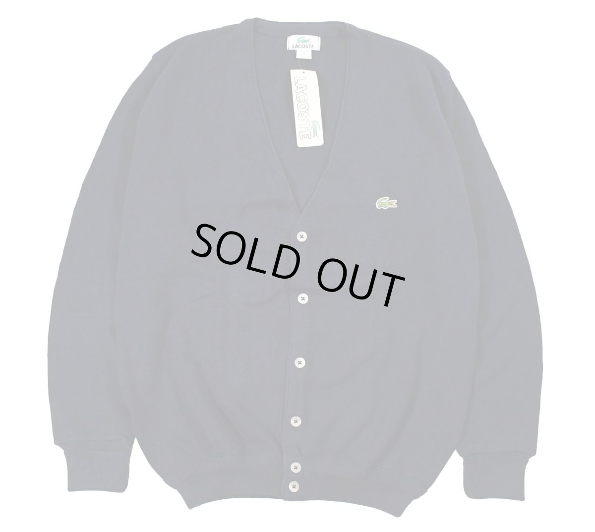 画像1: Deadstock Lacoste Cotton Knit Cardigan Navy made in USA (1)
