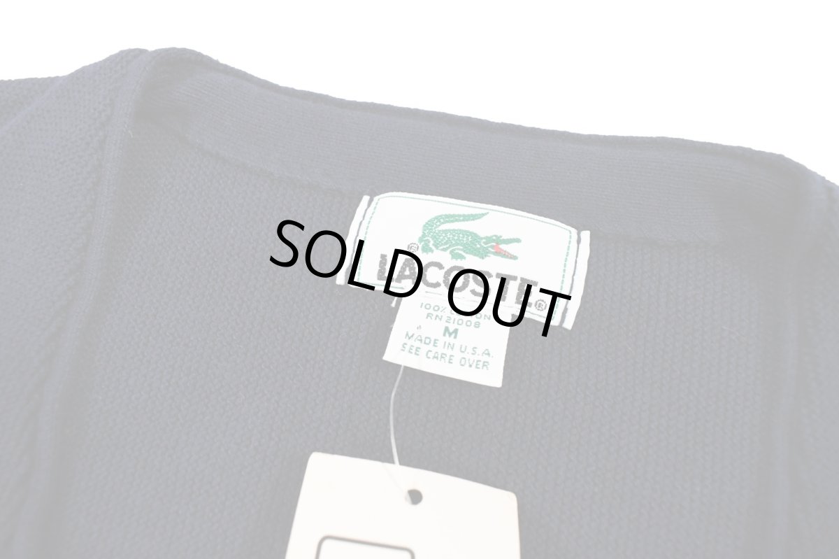 画像4: Deadstock Lacoste Cotton Knit Cardigan Navy made in USA (4)