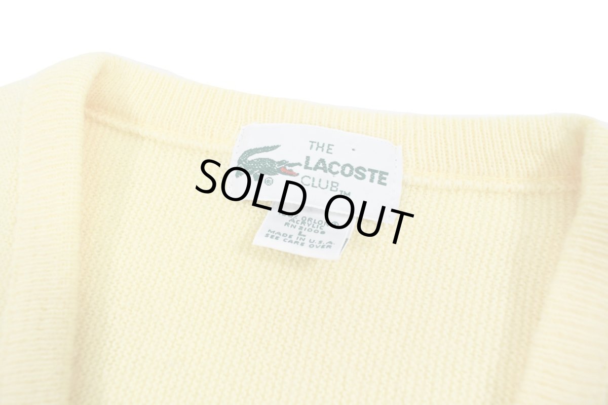 画像4: Used Lacoste Acrylic V-Neck Knit Sweater Yellow made in USA (4)